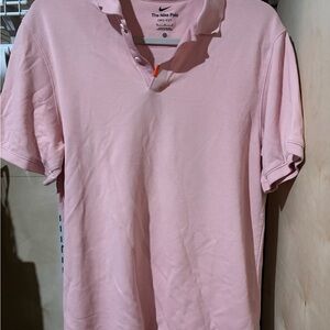 Nike Men’s Light Pink Polo with Small Orange Placket Tab